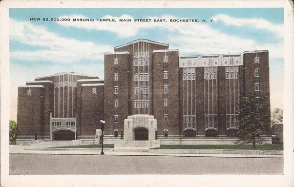 postcard of the Masonic Temple in Rochester