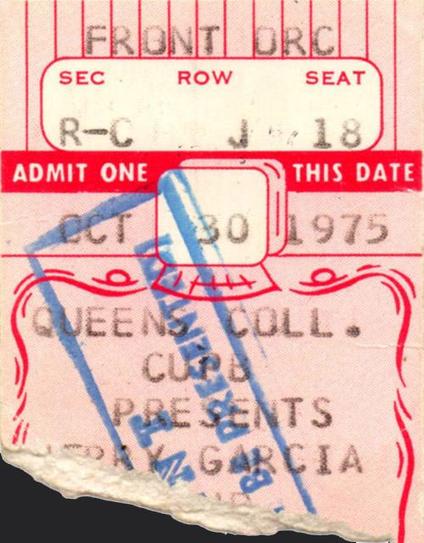 ticket stub for Jerry Garcia at Queens College