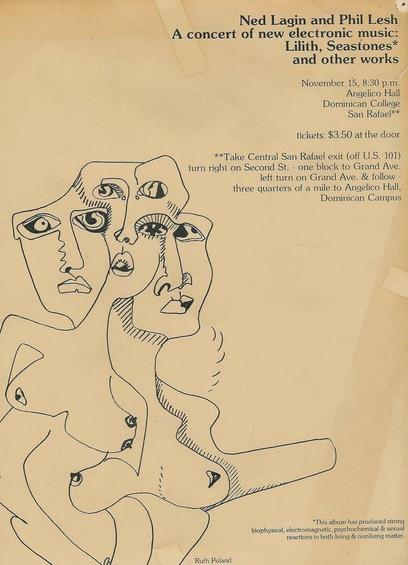 handbill for Ned Lagin & Phil Lesh, A concert of new electronic music: Lilith, Seastones & Other Works