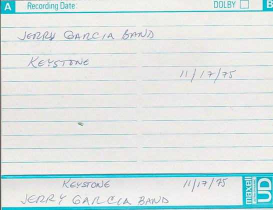 J-card for Jerry Garcia Band at Keystone