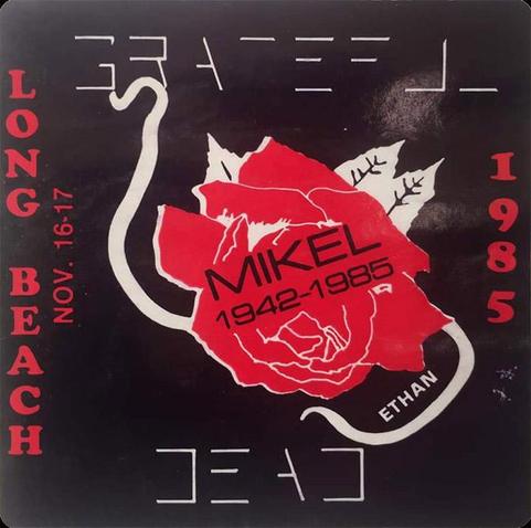 Grateful Dead MIKEL sticker with red rose on black background