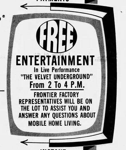 Free Entertainment
In Live Performance
"The Velvet Underground"
From 2 to 4 pm