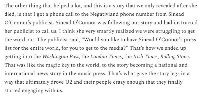 anecdote about Sinead O'Connor helping Negativland stick it to U2