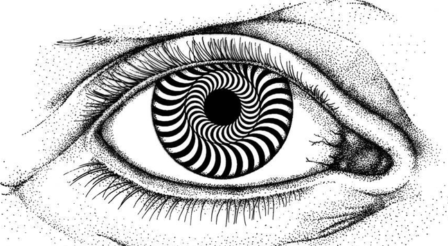 medical drawing of an eye freaking out psychedelically
