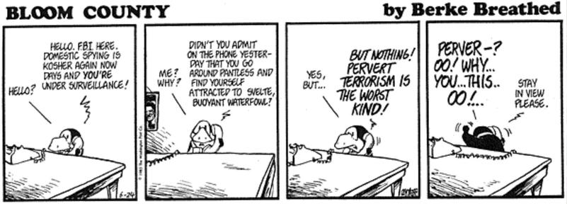 the FBI calls Opus & reveals they've also got a camera trained on him