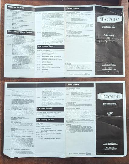 2002 tonic schedules, side A