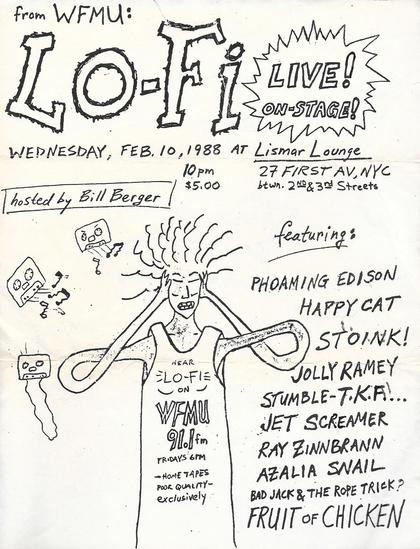 flyer for show Lo-Fi live! hosted by Bill Berger