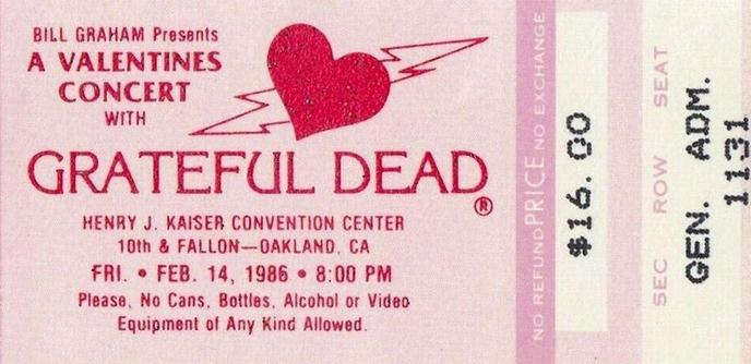 Grateful Dead mail order ticket on pink ticket stock
