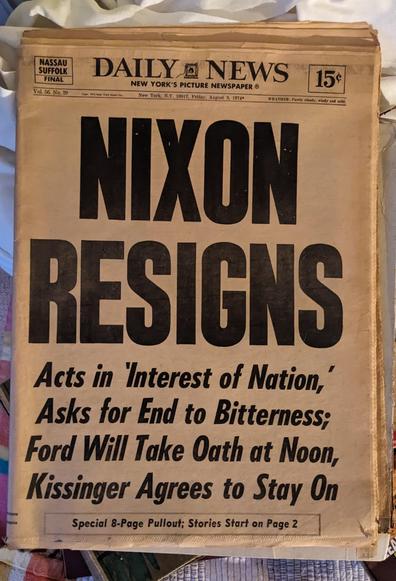 Nixon Resigns Daily News issue