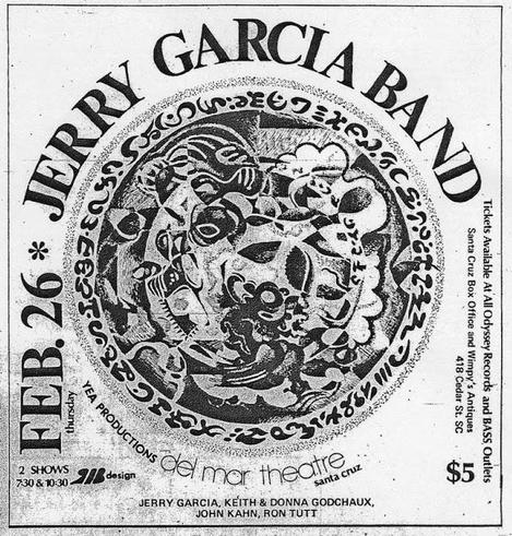 ad for Jerry Garcia Band at Del Mar Theatre