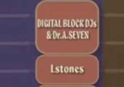 schedule grid listing Digital Block DJs & Dr.A.Seven followed by Lstones