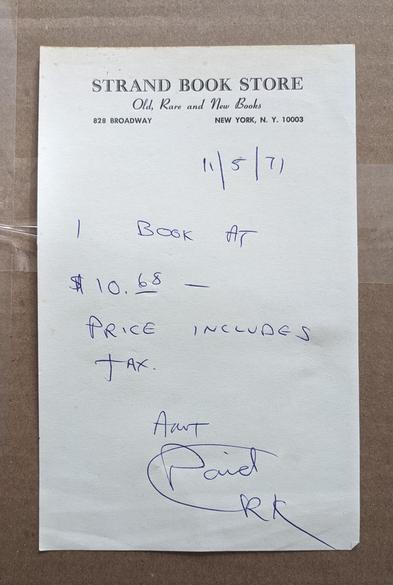 handwritten receipt from Strand Books