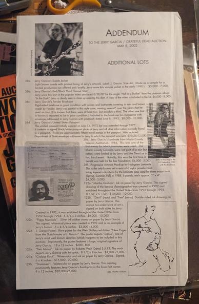 addendum to auction including passport, briefcase of infinite felonies and other items