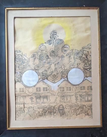 psychedelic art with faces everywhere 