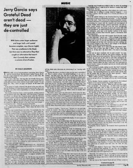 Jerry Garcia says Grateful Dead aren't dead -- they are just de-controlled
