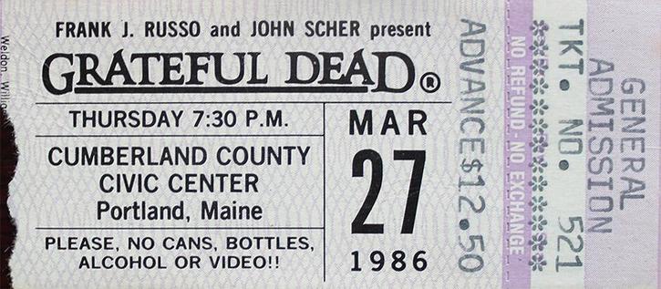 Grateful Dead ticket for Cumberland County Civic Center