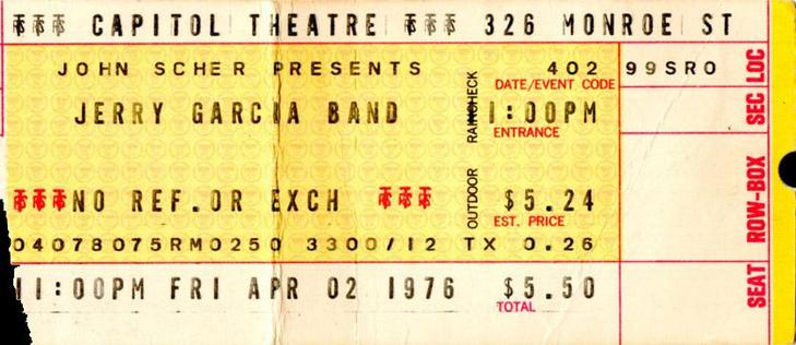 ticket for Grateful Dead at Capitol Theater