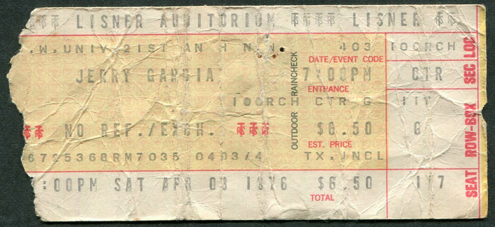 Jerry Garcia Band ticket stub