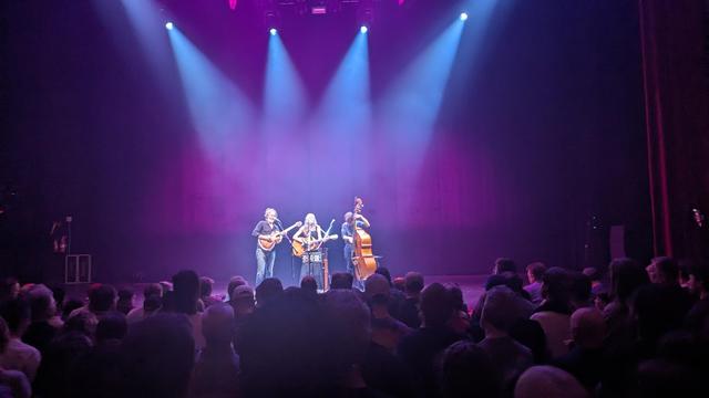 David Rawlings and Gillian Welch and Paul Kowert in spotlight