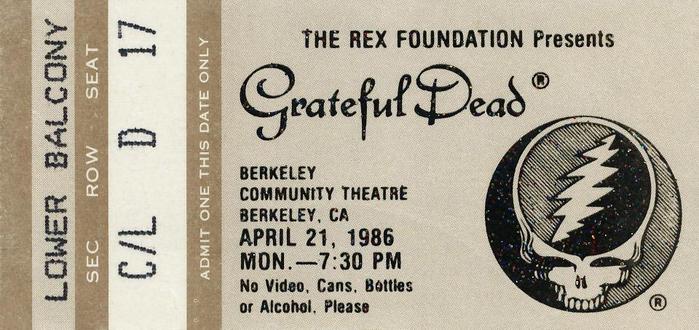 Grateful Dead mail order ticket on tan ticket stock