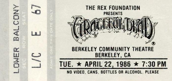 Grateful Dead mail order ticket on gray ticket stock