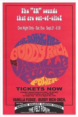 poster for Vanilla Fudge in color with psychedelic lettering