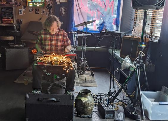 Dan Friel with synth on lap