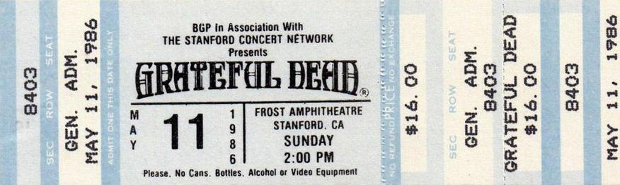 ticket for the Grateful Dead at Frost Amphitheatre