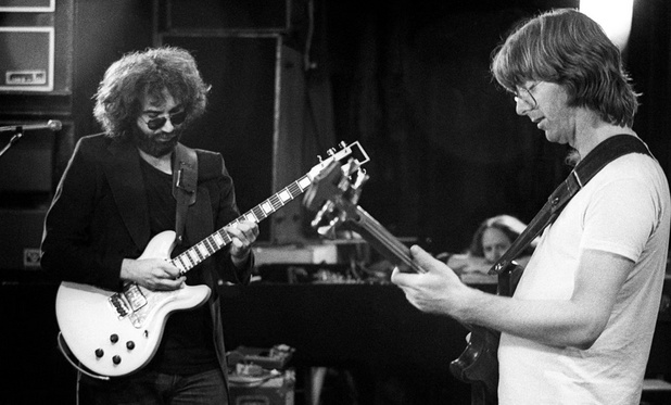Jerry Garcia and Phil Lesh rehearse, Keith Godchaux in background