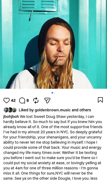 Instagram post by jr bohannon about Doug Shaw's passing