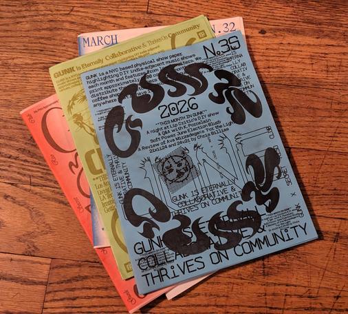 small pile of Gunk zines