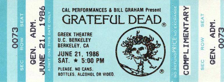 ticket for the Grateful Dead at the Greek Theatre