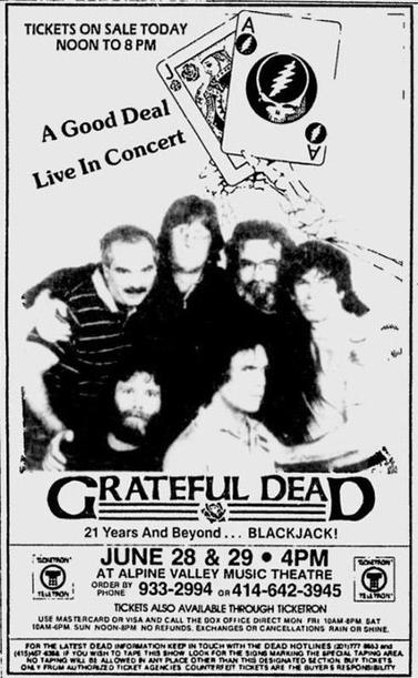 ad for Grateful Dead at Alpine Valley