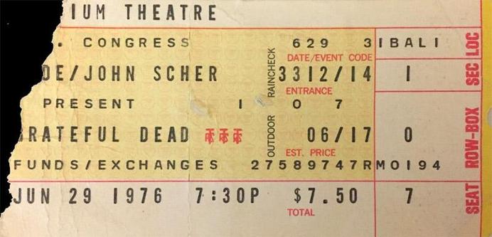 ripped Grateful Dead ticket