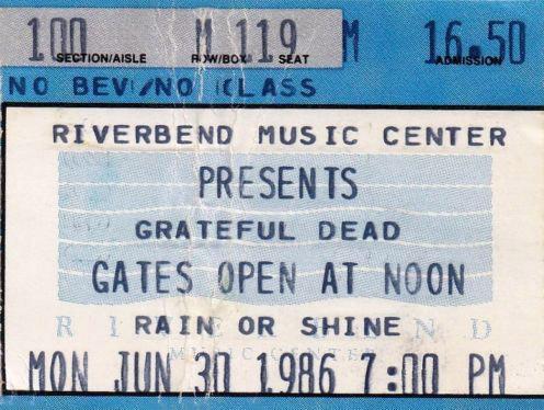 ticket stub for Grateful Dead in Cincinnati