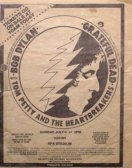 ad for Bob Dylan & the Grateful Dead at RFK Stadium