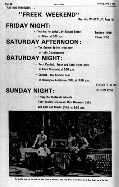 ad for Grateful Dead at Freek Weekend