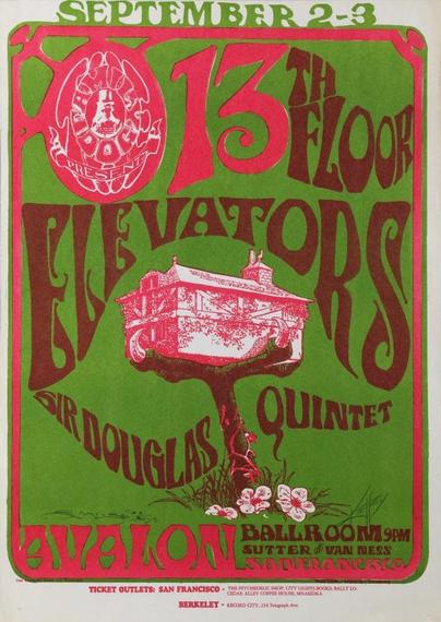 poster for the 13th floor elevators at the avalon ballroom 