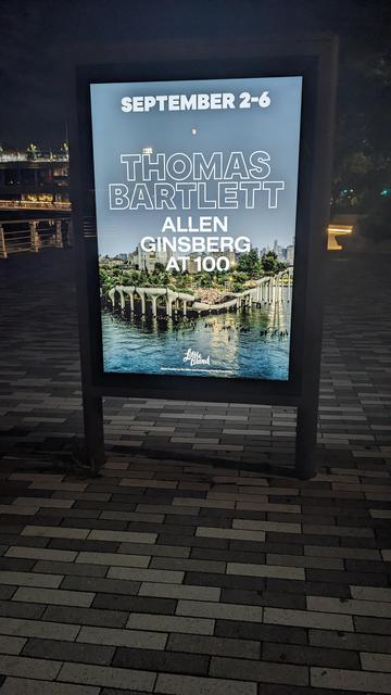 sign for Thomas Bartlett, Allen Ginsberg at 100
