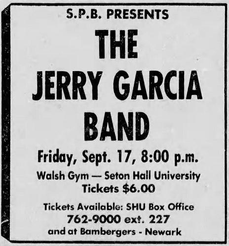 ; S.P.B. PRESENTS

| Friday, Sept. 17, 8:00 p.m.
: Walsh Gym — Seton Hall University
3 Tickets $6.00

: Tickets Available: SHU Box Office
- 762-9000 ext. 227

z and at Bambergers - Newark
