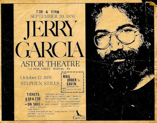 ad for Jerry Garcia at Astor Theatre