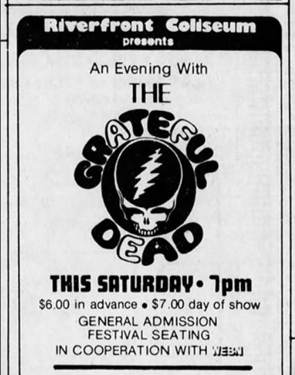 newspaper ad, an evening with the Grateful Dead