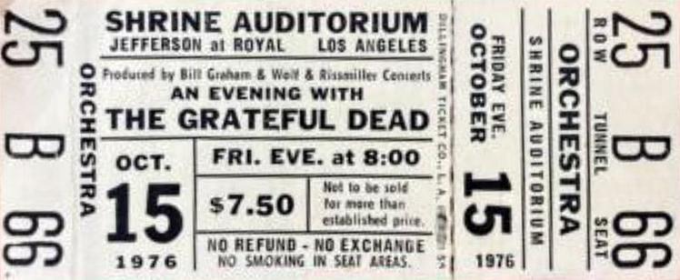 ticket for Grateful Dead at Shrine Auditorium