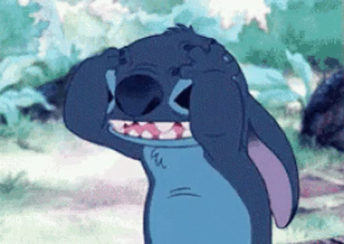 Zu sehen ist eine Kurzanimation aus dem Zeichentrickfilm "Lilo & Stitch" in der sich Stitch fürchterlich genervt über das Gesicht fährt.