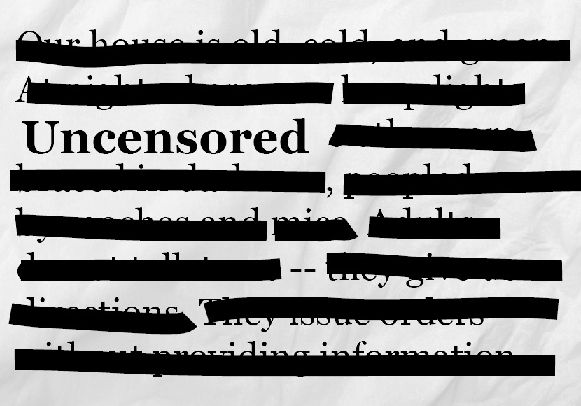 Blacked out words with "Uncensored" in the middle