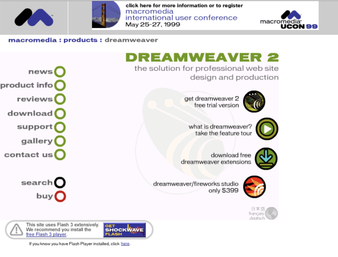 Macromedia Dreamweaver on December 02, 1998