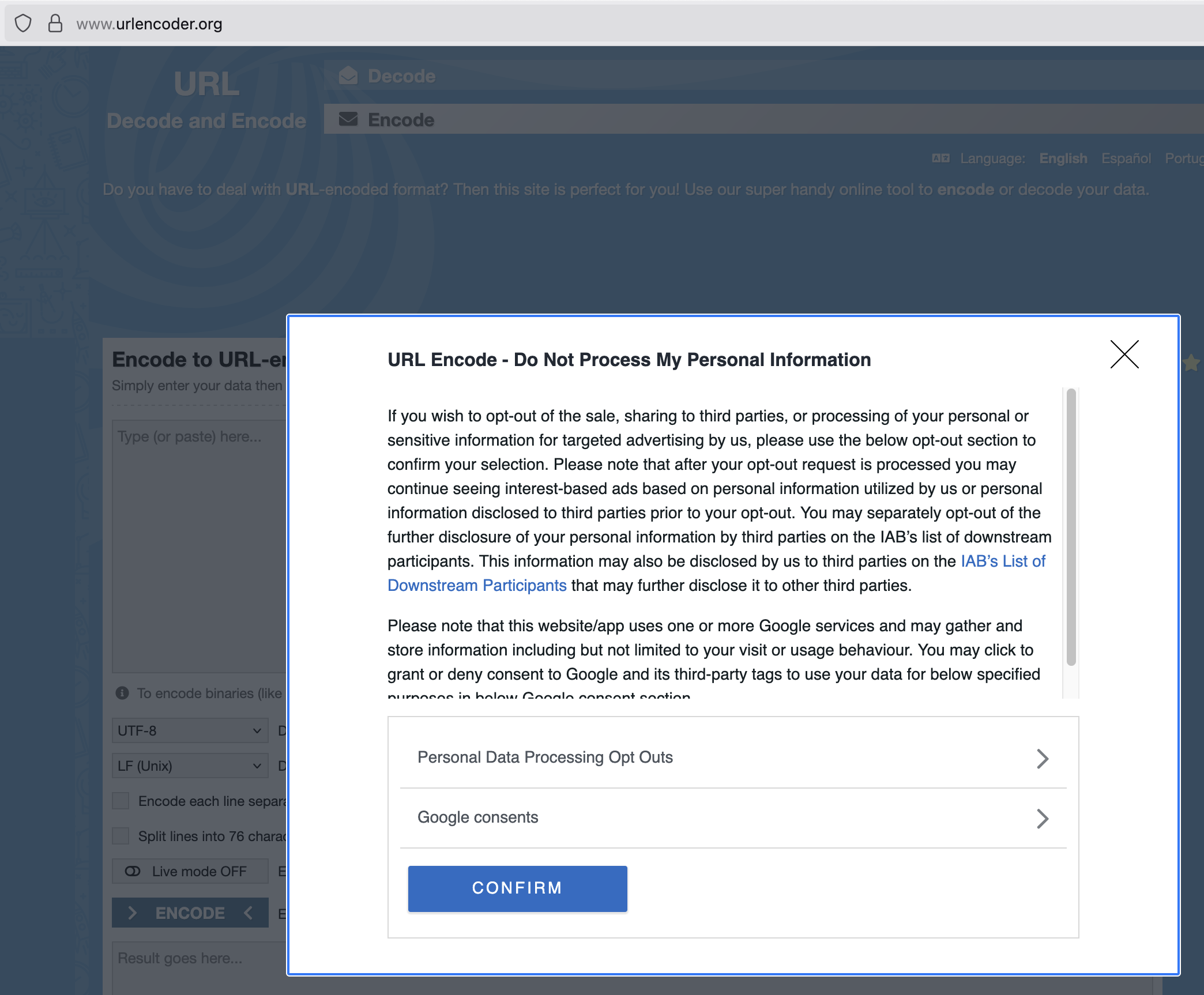 URL Encode - Do Not Process My Personal Information
If you wish to opt-out of the sale, sharing to third parties, or processing of your personal or sensitive information for targeted advertising by us, please use the below opt-out section to confirm your selection. Please note that after your opt-out request is processed you may continue seeing interest-based ads based on personal information utilized by us or personal information disclosed to third parties prior to your opt-out. You may separately opt-out of the further disclosure of your personal information by third parties on the IAB’s list of downstream participants. This information may also be disclosed by us to third parties on the IAB’s List of Downstream Participants that may further disclose it to other third parties.
Please note that this website/app uses one or more Google services and may gather and store information including but not limited to your visit or usage behaviour. You may click to grant or deny consent to Google and its third-party tags to use your data for below specified purposes in below Google consent section.