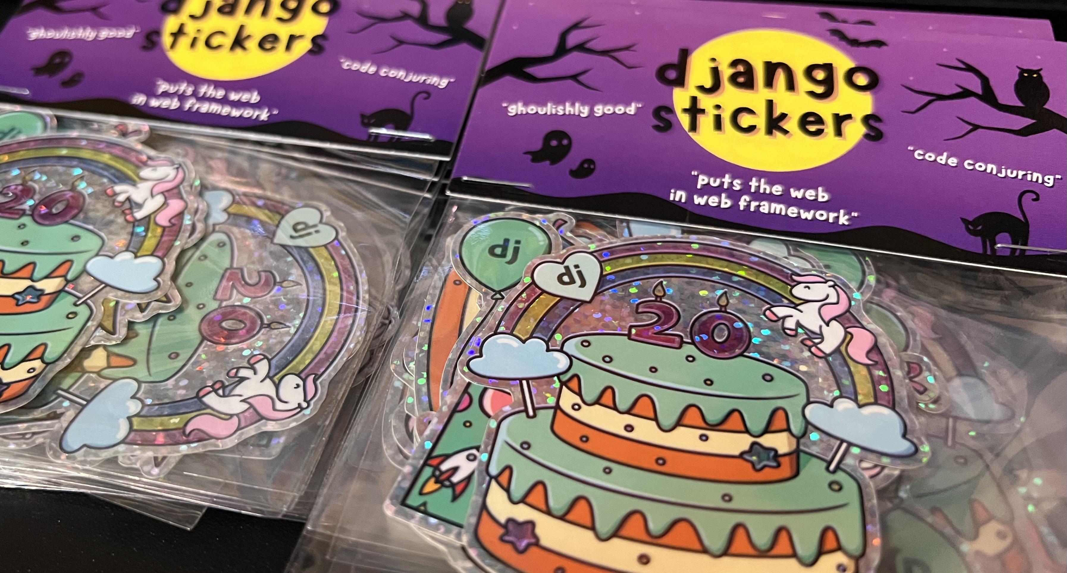 Piles of sticker packs.