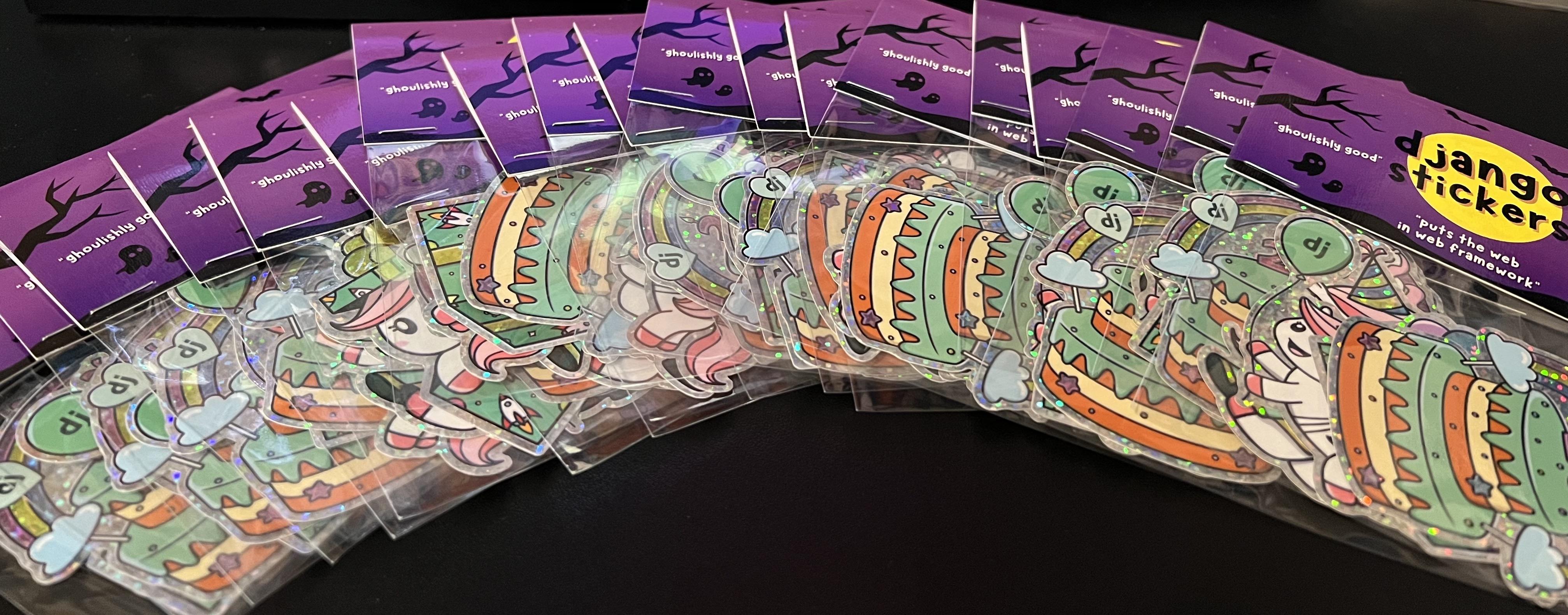 A big spread of sticker packs.