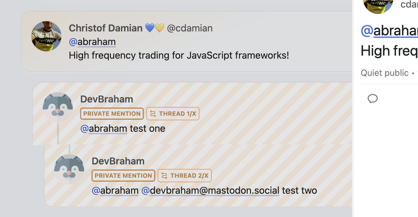 square stair step for staggered private mentions